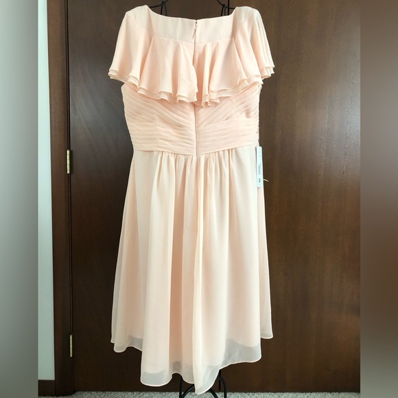 Azazie Hadley a-line pleated chiffon short dress in Pearl Pink - Picture 5 of 12